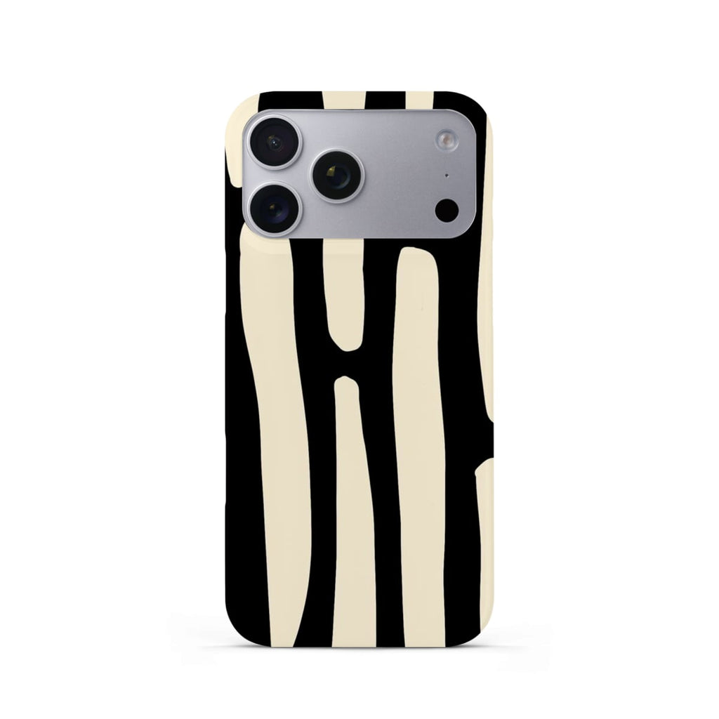 Veyxy Afternoon on the Crosswalk iPhone Snap Case – bold black and cream abstract stripe design, slim polycarbonate shell, rear view
