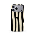 Veyxy Afternoon on the Crosswalk iPhone Snap Case – bold black and cream abstract stripe design, slim polycarbonate shell, rear view