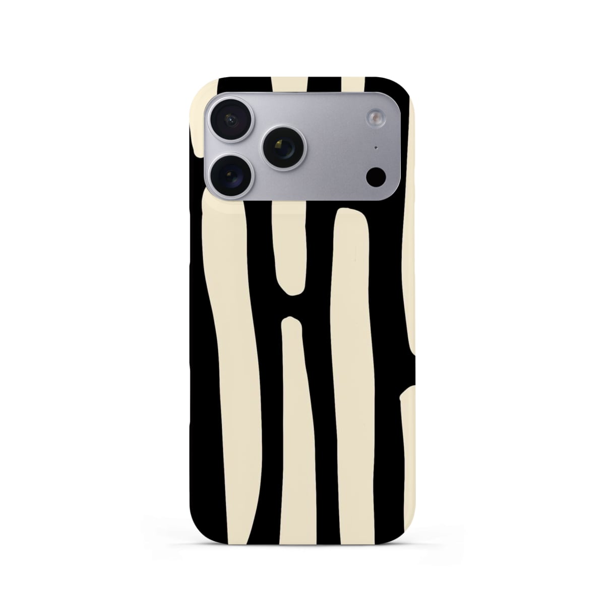 Veyxy Afternoon on the Crosswalk iPhone Snap Case – bold black and cream abstract stripe design, slim polycarbonate shell, rear view