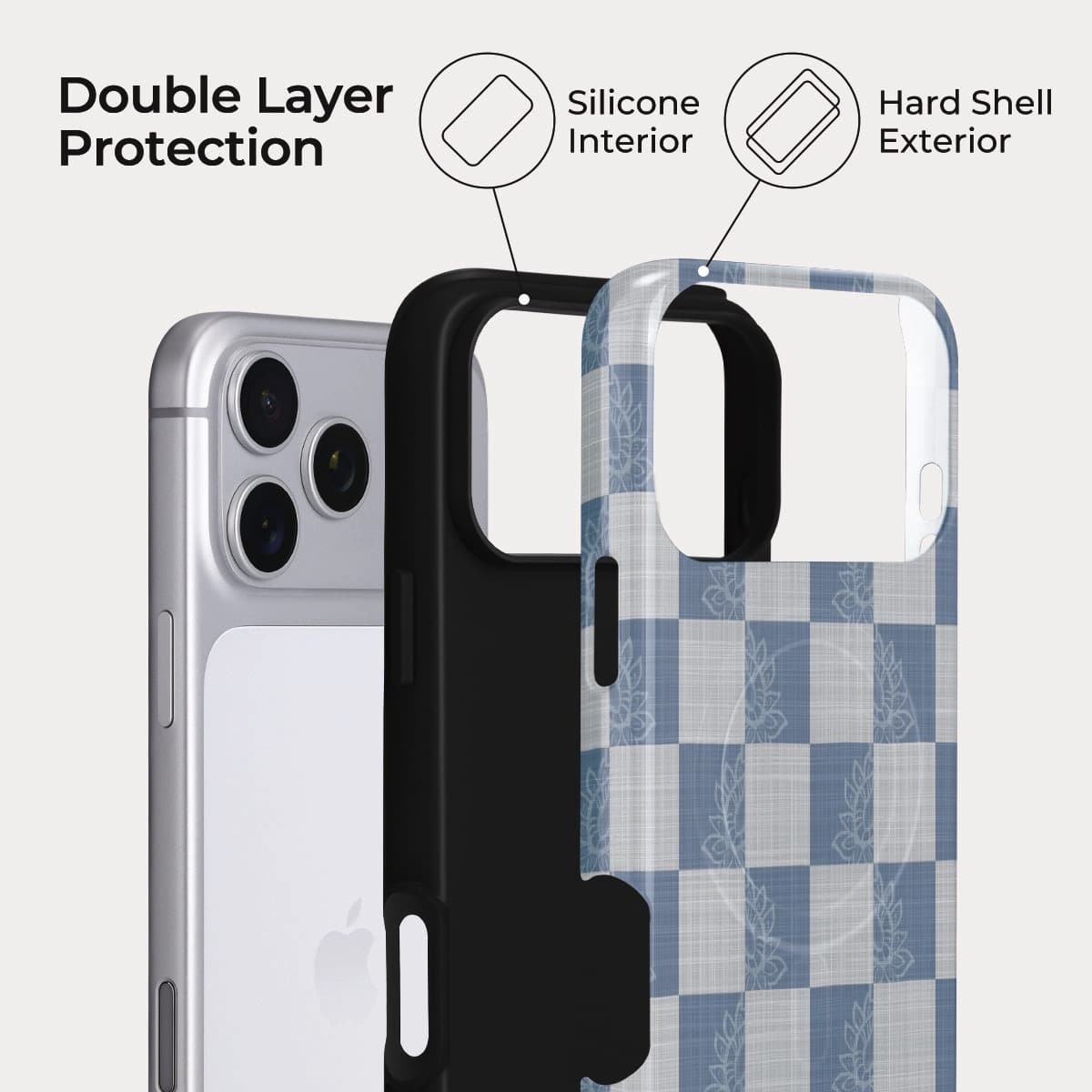 Sea Salt Grid iPhone Case – Snap, Tough & Magnetic | Veyxy